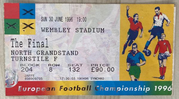 1996 ORIGINAL EURO 96 FINAL TICKET GERMANY V CZECH REP @WEMBLEY, LONDON