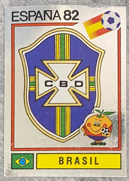 1982 ESPANA WORLD CUP PANINI ORIGINAL UNUSED STICKER BRAZIL BADGE 364