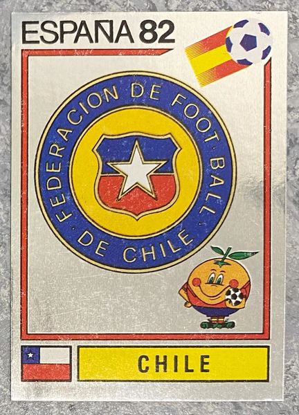 1982 ESPANA WORLD CUP PANINI ORIGINAL UNUSED STICKER CHILE BADGE 146