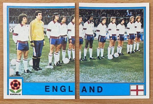 1980 PANINI EUROPA 80 ITALY ORIGINAL UNUSED STICKER ENGLAND TEAM GROUP 114 & 115