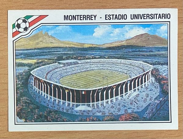 1986 MEXICO WORLD CUP PANINI ORIGINAL UNUSED STICKER HOST STADIUM MONTERREY UNIVERSITARIO 27