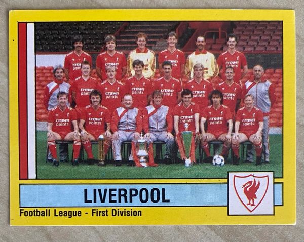 1987 ORIGINAL UNUSED PANINI FOOTBALL 87 STICKER LIVERPOOL TEAM GROUP 127