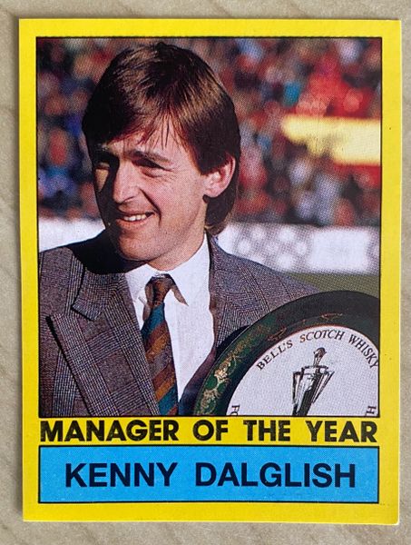 1987 ORIGINAL UNUSED PANINI FOOTBALL 87 STICKER KENNY DALGLISH MANAGER OF THE YEAR LIVERPOOL 1