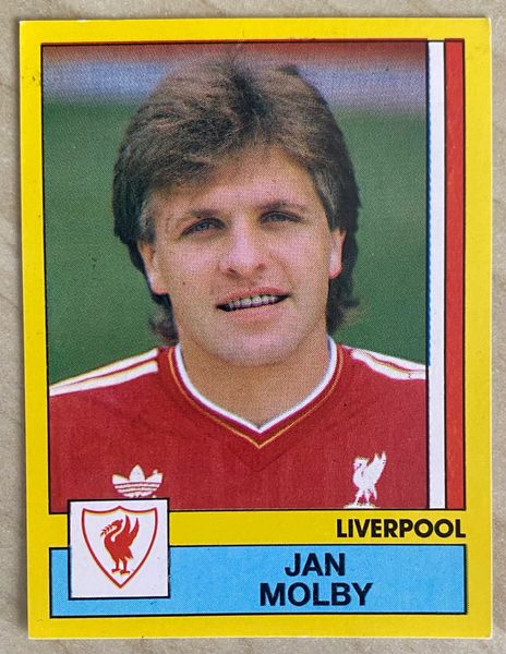 1987 ORIGINAL UNUSED PANINI FOOTBALL 87 STICKER JAN MOLBY LIVERPOOL 130