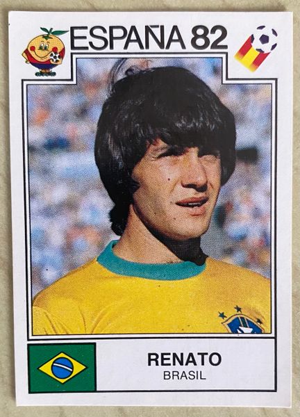 1982 ESPANA WORLD CUP PANINI ORIGINAL UNUSED STICKER RENATO BRAZIL 376