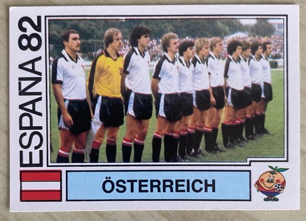 1982 ESPANA WORLD CUP PANINI ORIGINAL UNUSED STICKER AUSTRIA TEAM GROUP 129