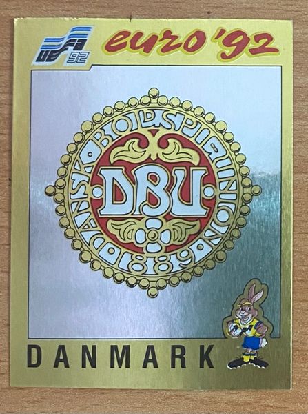 1992 PANINI EURO 92 ORIGINAL UNUSED STICKER DENMARK BADGE 214