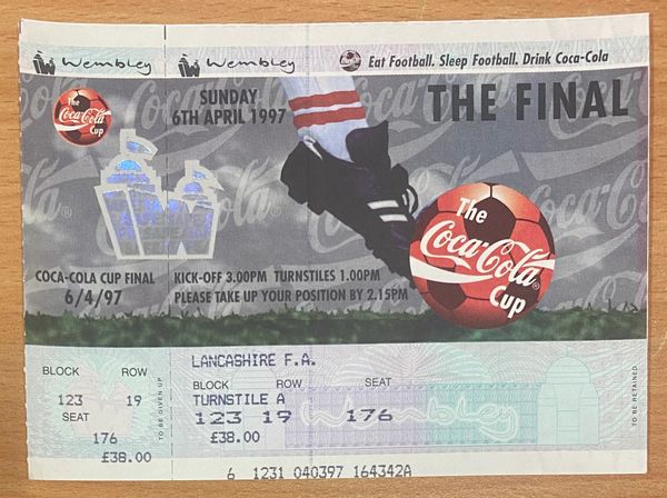 1997 ORIGINAL COCA COLA LEAGUE CUP FINAL UNUSED TICKET MIDDLESBROUGH V LEICESTER CITY