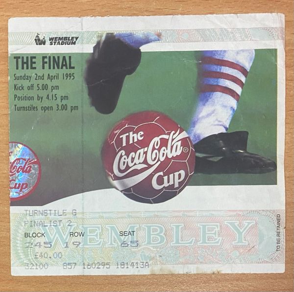 1995 ORIGINAL COCA COLA LEAGUE CUP FINAL TICKET BOLTON WANDERERS V LIVERPOOL
