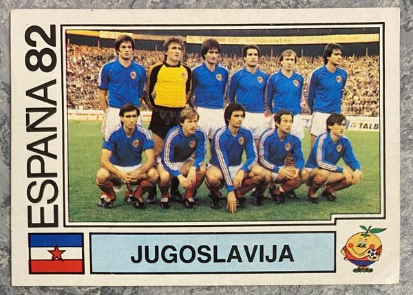 1982 ESPANA WORLD CUP PANINI ORIGINAL UNUSED STICKER YUGOSLAVIA TEAM GROUP 311