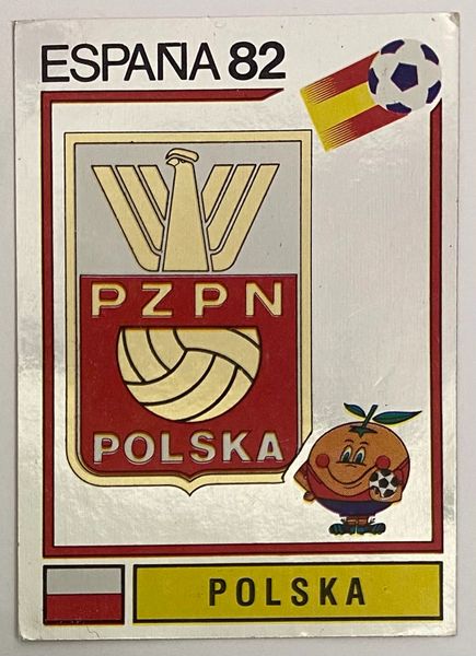 1982 ESPANA WORLD CUP PANINI ORIGINAL UNUSED STICKER POLAND BADGE 54