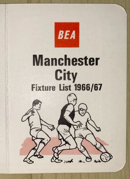 1966/67 ORIGINAL BEA ISSUED FIXTURE LIST MANCHESTER CITY