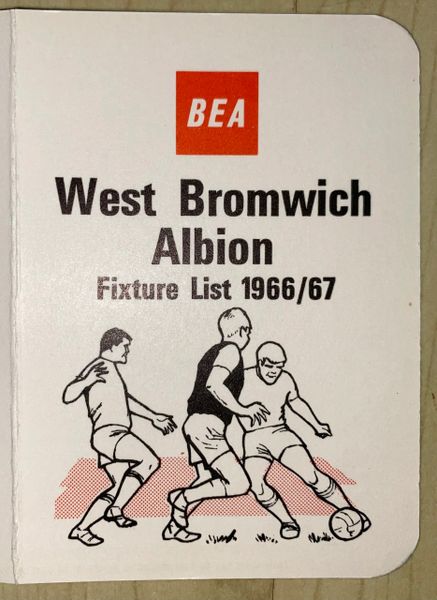 1966/67 ORIGINAL BEA ISSUED FIXTURE LIST WEST BROMWICH ALBION