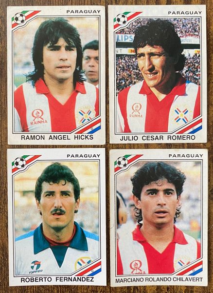 4 X 1986 MEXICO 86 WORLD CUP PANINI ORIGINAL UNUSED STICKERS PLAYERS PARAGUAY