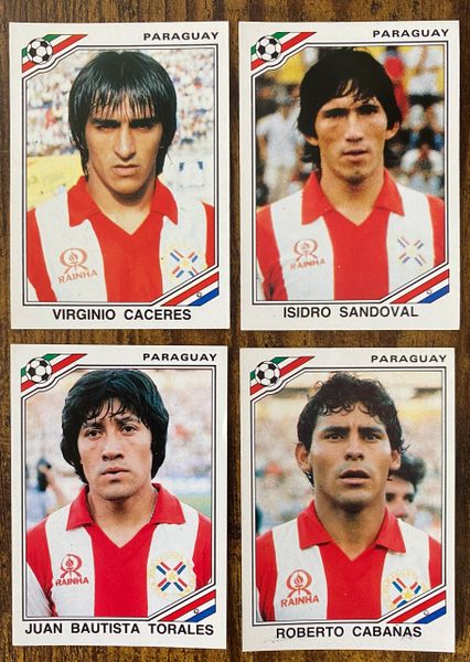 4 X 1986 MEXICO 86 WORLD CUP PANINI ORIGINAL UNUSED STICKERS PLAYERS PARAGUAY
