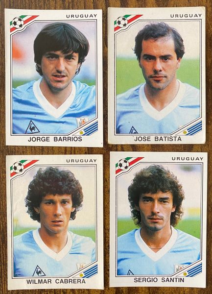 4 X 1986 MEXICO 86 WORLD CUP PANINI ORIGINAL UNUSED STICKERS PLAYERS URUGUAY