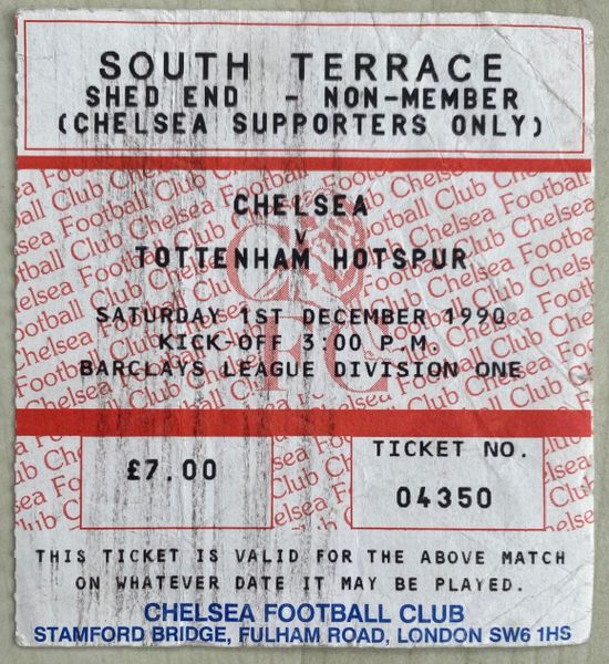 1990/91 ORIGINAL DIVISION ONE TICKET CHELSEA V TOTTENHAM HOTSPUR