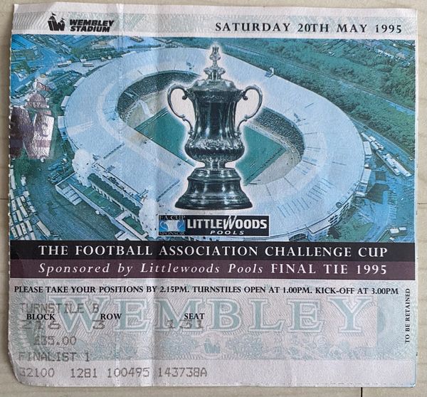 1995 ORIGINAL FA CUP FINAL TICKET MANCHESTER UNITED V EVERTON