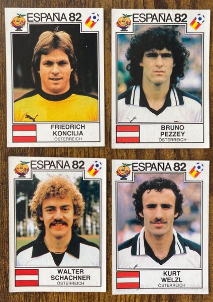 4 X 1982 ESPANA 82 WORLD CUP PANINI ORIGINAL UNUSED STICKERS PLAYERS AUSTRIA OSTERREICH