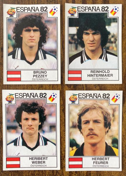 4 X 1982 ESPANA 82 WORLD CUP PANINI ORIGINAL UNUSED STICKERS PLAYERS AUSTRIA OSTERREICH