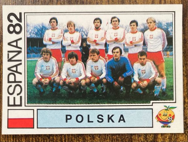 1982 ESPANA WORLD CUP PANINI ORIGINAL UNUSED STICKER POLAND POLSKA TEAM GROUP 55