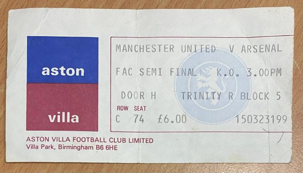 1983 ORIGINAL FA CUP SEMI FINAL TICKET MANCHESTER UNITED V ARSENAL (ARSENAL ALLOCATION)