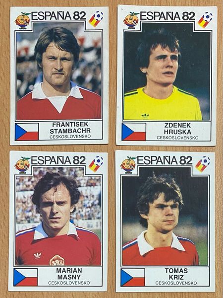 4 X 1982 ESPANA 82 WORLD CUP PANINI ORIGINAL UNUSED STICKERS PLAYERS CZECHOSLOVAKIA