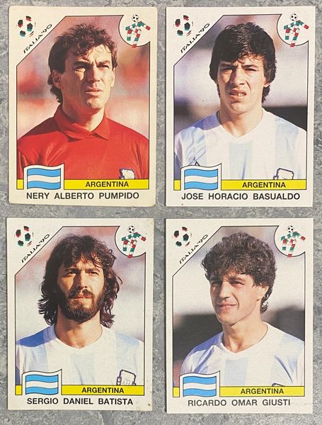 4 X 1990 ITALIA 90 WORLD CUP PANINI ORIGINAL UNUSED STICKERS PLAYERS ARGENTINA