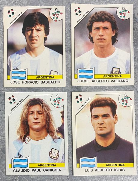 4 X 1990 ITALIA 90 WORLD CUP PANINI ORIGINAL UNUSED STICKERS PLAYERS ARGENTINA