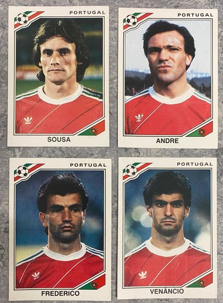 4 X 1986 MEXICO 86 WORLD CUP PANINI ORIGINAL UNUSED STICKERS PLAYERS PORTUGAL