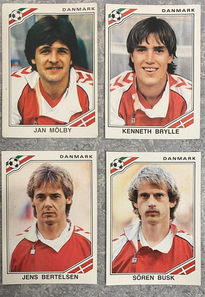 4 X 1986 MEXICO 86 WORLD CUP PANINI ORIGINAL UNUSED STICKERS PLAYERS DENMARK