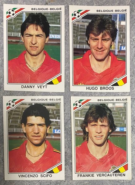 4 X 1986 MEXICO 86 WORLD CUP PANINI ORIGINAL UNUSED STICKERS PLAYERS BELGIUM