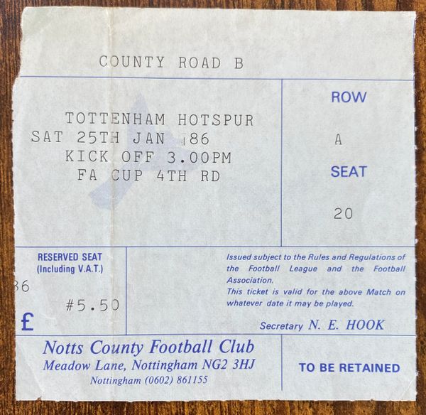 1985/86 ORIGINAL FA CUP 4TH ROUND TICKET NOTTS COUNTY V TOTTENHAM HOTSPUR