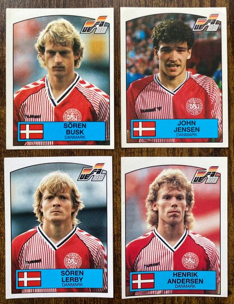 4 X 1988 PANINI EURO 88 ORIGINAL UNUSED STICKERS PLAYERS DENMARK