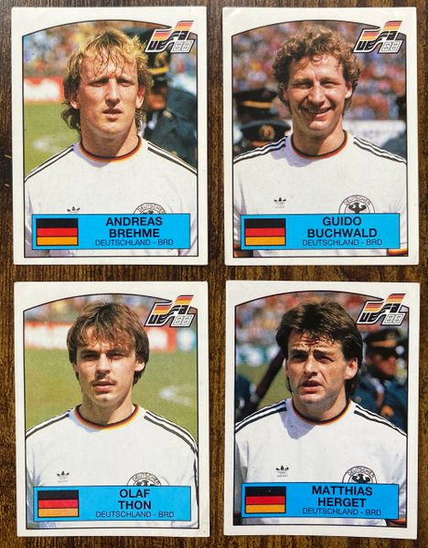 4 X 1988 PANINI EURO 88 ORIGINAL UNUSED STICKERS PLAYERS WEST GERMANY DEUTSCHLAND BRD