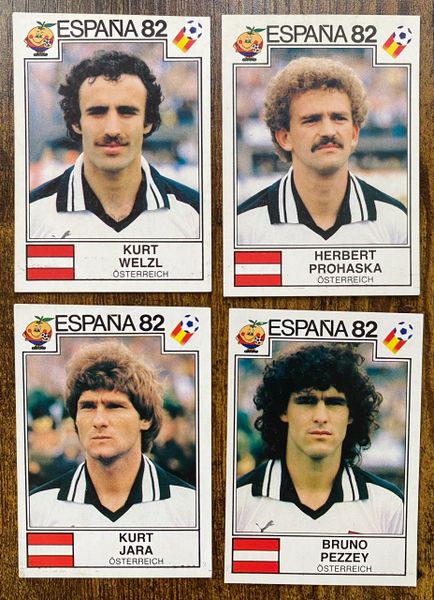 4 X 1982 ESPANA 82 WORLD CUP PANINI ORIGINAL UNUSED STICKERS PLAYERS AUSTRIA OSTERREICH