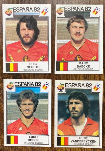 4 X 1982 ESPANA 82 WORLD CUP PANINI ORIGINAL UNUSED STICKERS PLAYERS BELGIUM