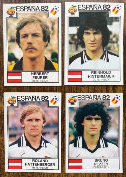 4 X 1982 ESPANA 82 WORLD CUP PANINI ORIGINAL UNUSED STICKERS PLAYERS AUSTRIA OSTERREICH