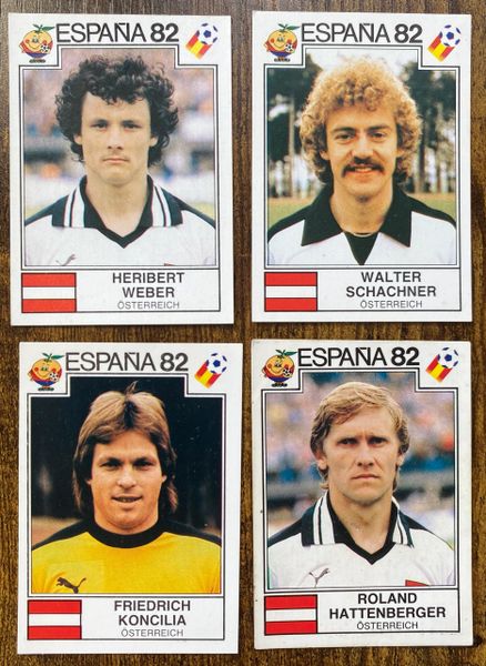 4 X 1982 ESPANA 82 WORLD CUP PANINI ORIGINAL UNUSED STICKERS PLAYERS AUSTRIA OSTERREICH