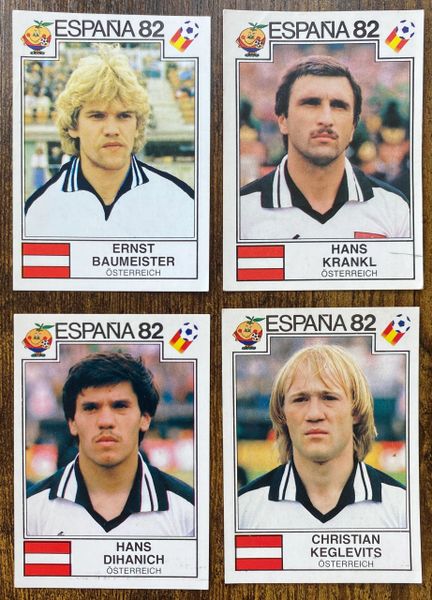 4 X 1982 ESPANA 82 WORLD CUP PANINI ORIGINAL UNUSED STICKERS PLAYERS AUSTRIA OSTERREICH