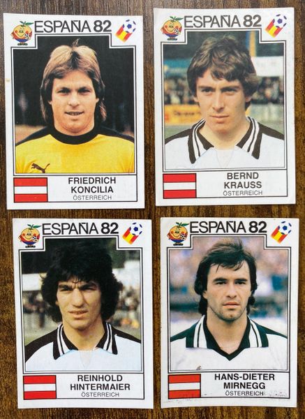 4 X 1982 ESPANA 82 WORLD CUP PANINI ORIGINAL UNUSED STICKERS PLAYERS AUSTRIA OSTERREICH