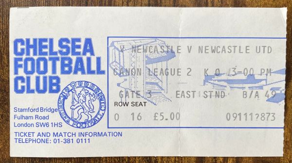 1983/84 ORIGINAL DIVISION TWO TICKET CHELSEA V NEWCASTLE UNITED