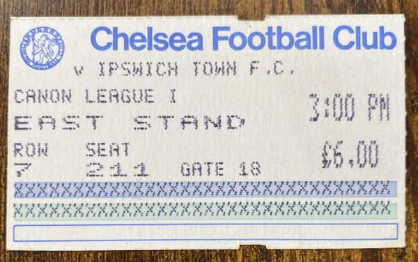 1984/85 ORIGINAL DIVISION ONE TICKET CHELSEA V IPSWICH TOWN