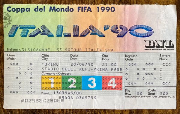 1990 ORIGINAL WORLD CUP TICKET BRAZIL V SCOTLAND @TURIN