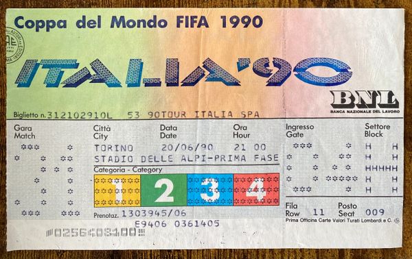 1990 ORIGINAL WORLD CUP TICKET BRAZIL V SCOTLAND @TURIN