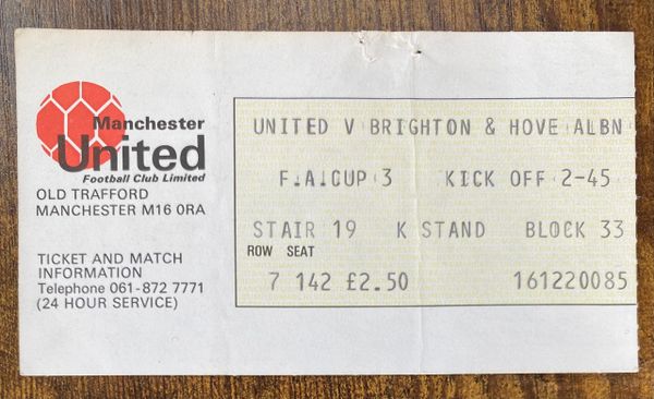 1980/81 ORIGINAL FA CUP 3RD ROUND TICKET MANCHESTER UNITED V BRIGHTON AND HOVE ALBION