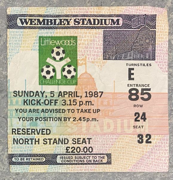 1987 ORIGINAL LITTLEWOODS LEAGUE CUP FINAL TICKET ARSENAL V LIVERPOOL