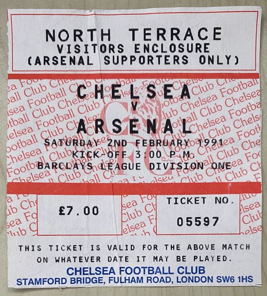 1990/91 ORIGINAL DIVISION ONE LEAGUE TICKET CHELSEA V ARSENAL (VISITORS ALLOCATION)