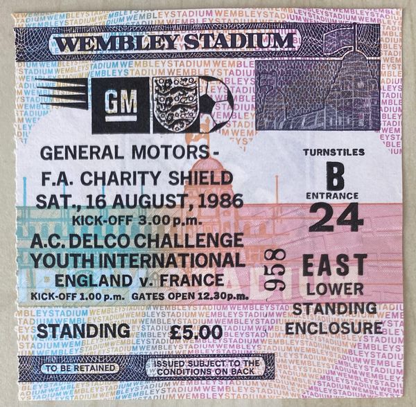 1986 ORIGINAL CHARITY SHIELD TICKET EVERTON V LIVERPOOL B24 EAST (EVERTON ALLOCATION)