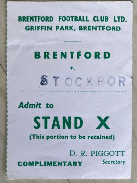 1966/67 ORIGINAL DIVISION FOUR TICKET BRENTFORD V STOCKPORT COUNTY